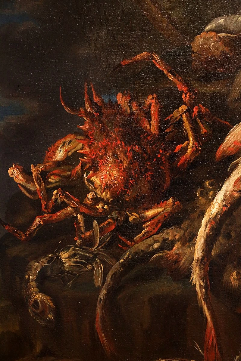 Natura morta con razza e frutti di mare